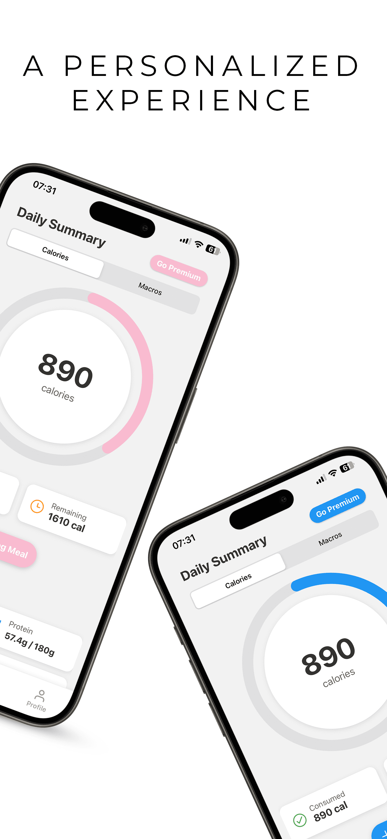 ChowTracker app on two phones with different accent colours