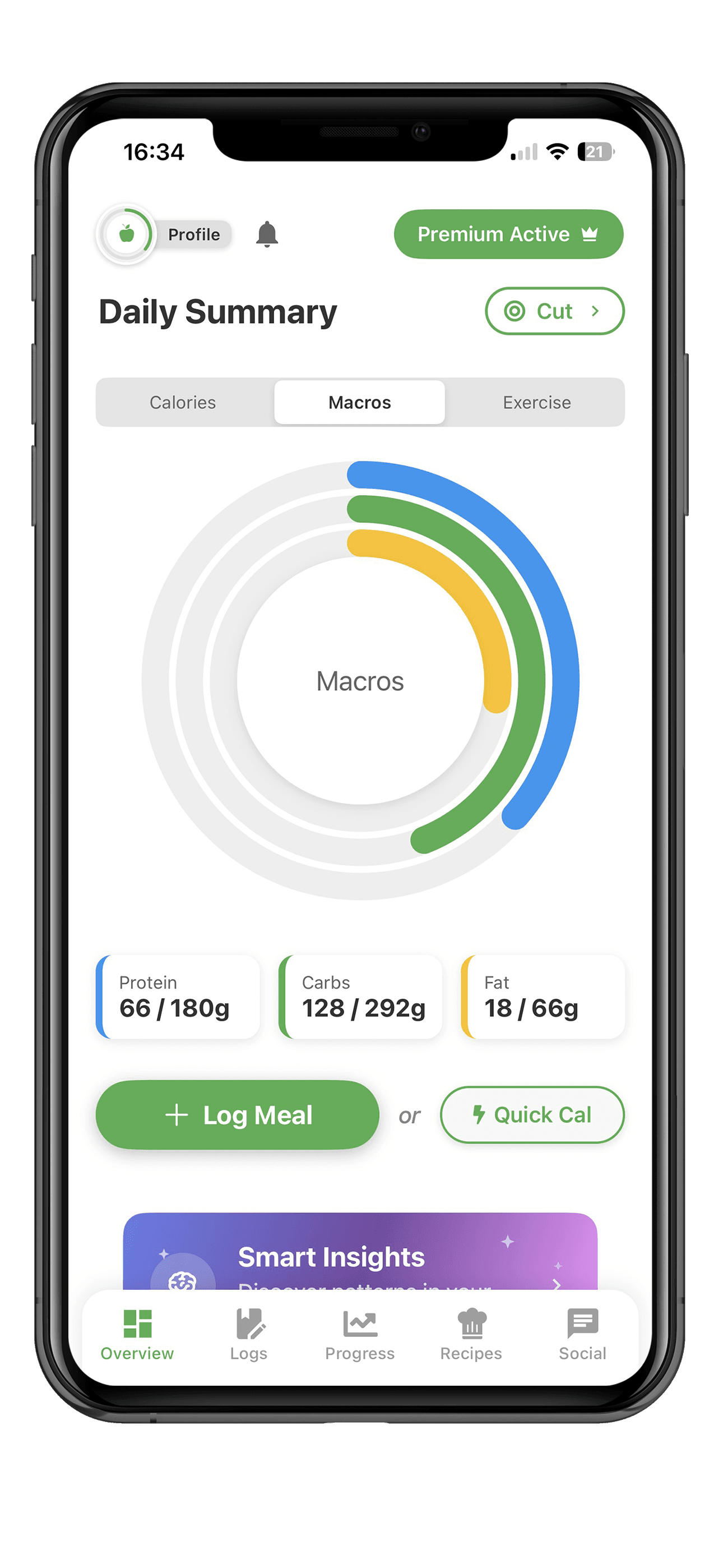 ChowTracker macros daily summary